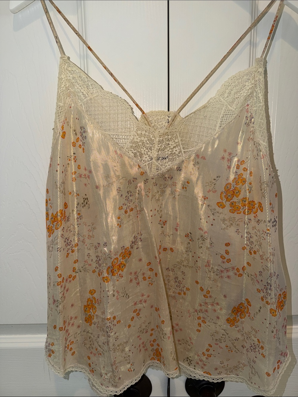 Zadig & Voltaire Christy Top Cream Floral Lace-Trim Camisole